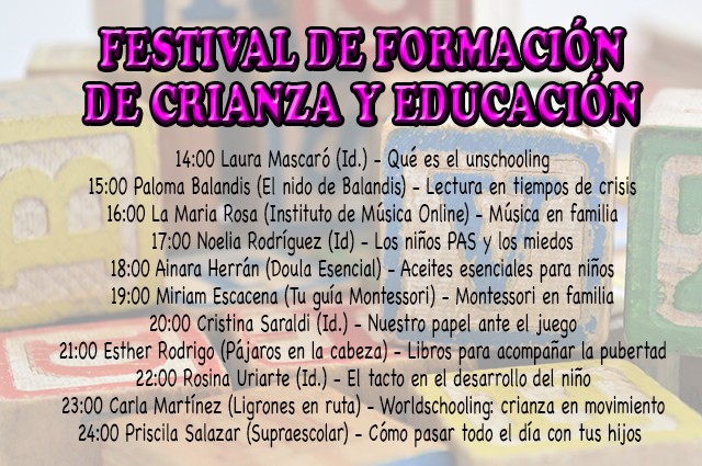 Festival de formación: 10 horas de formación gratuita para amenizar la cuarentena con niños