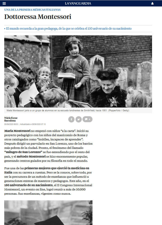 Noticia La Vanguardia Congreso Montessori