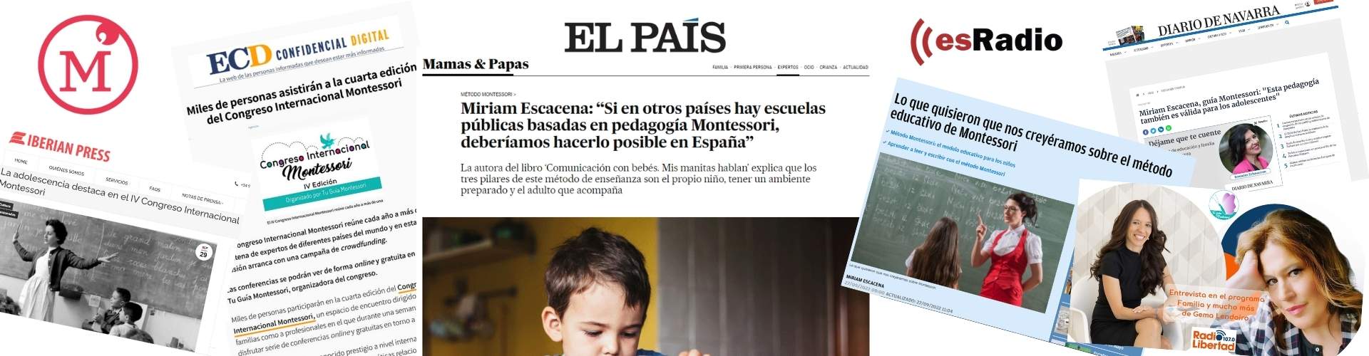 Algunas de las apariciones en prensa de Miriam Escacena y del Congreso Montessori