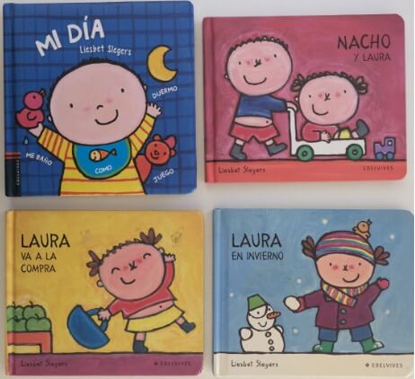 Colección de cuentos ilustrados de primera infancia "Nacho y Laura" para niños de 0 a 3 años.