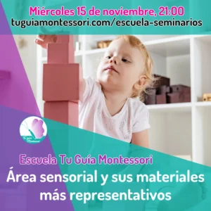 En la Escuela Montessori online de Tu Guía Montessori vamos a hablar del Área sensorial y los materiales más icónicos como la torre rosa o la caja de permanencia.