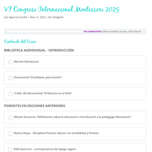 Así se ve el área de alumnos cuando entras en el V Congreso Internacional Montessori